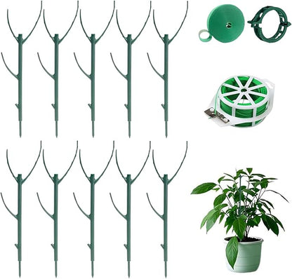 Monstera Plant Support,10 Pack Stackable Garden Plant Stakes for Indoor & Outdoor Plants,Adjustable Climbing Plant Support Poles,Durable Plant Holder for Tall Potted Plants,Vines & Growing Greens