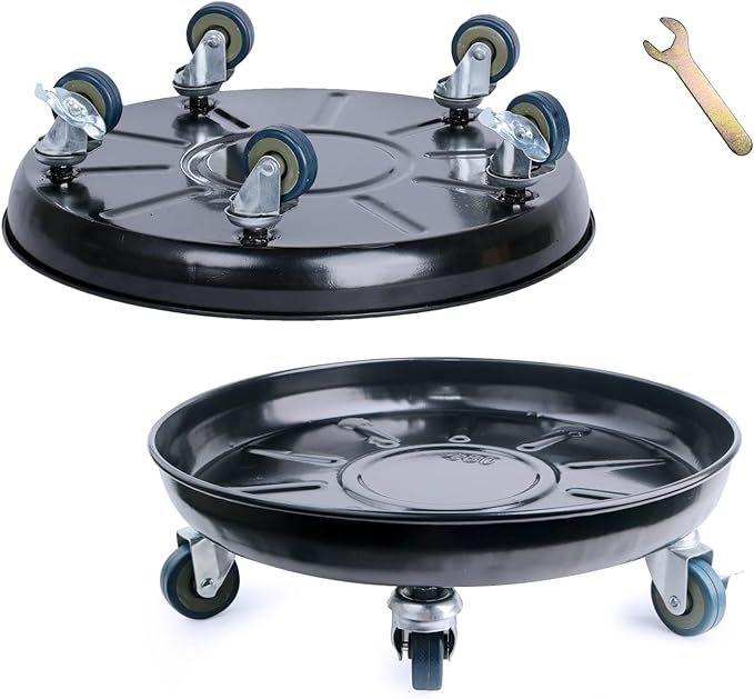 Plant Caddy with Wheels 14 Inch 2 Pack, Heavy Duty Metal Plant Stand & Dolly with Lockable Casters, Holds 200 lbs for Indoor Outdoor Large Flower Pots, Black