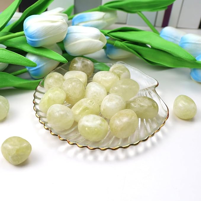 QINJIEJIE 0.9 LBS Citrine Polished Stones Tumbled Crystals Bulk Gemstones Healing Crystal Rocks Quartz Set Decorative Landscape Stone Natural Reiki Gem Home Decoration for Vase Therapy Gift