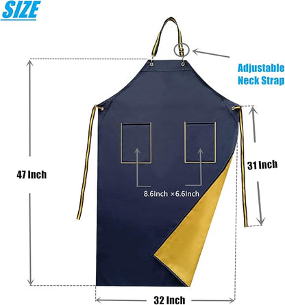 Rubber Aprons Waterproof with Pockets for Dishwashing, Dishwasher Apron Waterproof for Restaurant, 47 Inch Adjustable Neck Strap Butcher Apron for Men Water Proof, Heavy Duty Rubber Apron for Chemical