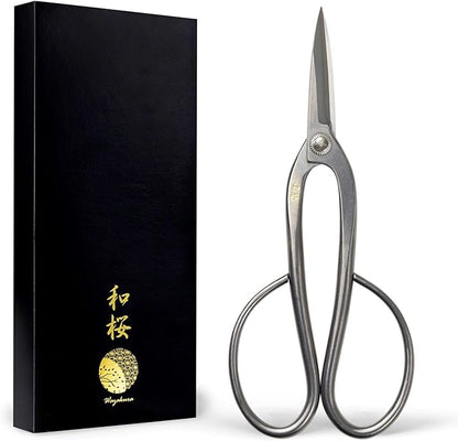 Wazakura Yasugi Stainless Steel Made in Japan Ashinaga Bonsai Scissors 8" (200 mm), Pruning Shears, Japanese Gardening Tools - Yasugi Stainless Steel Traditional Ashinaga