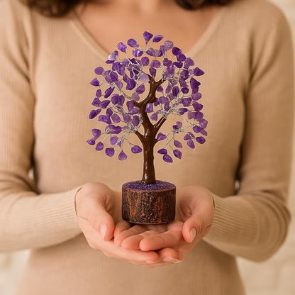 Amethyst Crystal Tree of Life - Handmade Healing Bonsai Purple Tree for Home and Office Decor, Positive Energy and Good Luck, Ideal for Christmas Decor and Birthday Gifts for Women, Men