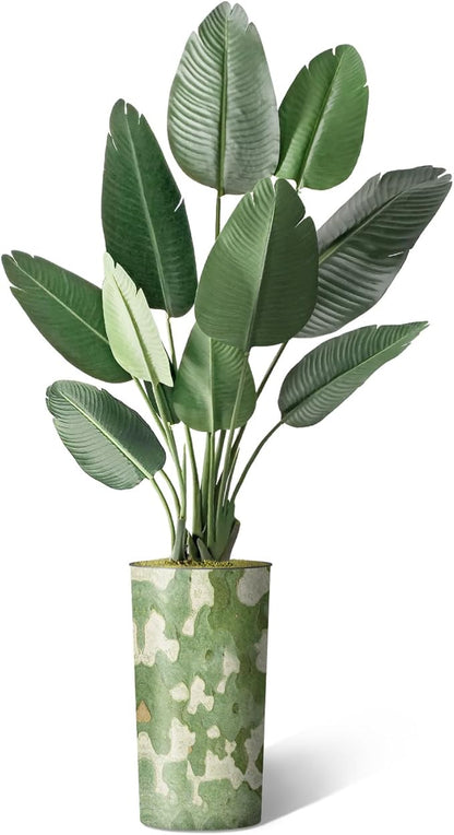 Artificial Tree in Modern Planter, Fake Bird of Paradise Silk Tree for Indoor and Outdoor Home Decoration - 67" Overall Tall (Plant Pot Plus Tree)