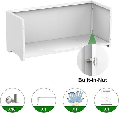 Metal Large Rectangular Planter 32" L x 15" W x 15" H,- Long Planter Box with 6 Drainage Holes & Raised Bottom, White Planter Boxes Outdoor Modern Design for Patio, Garden, Porch