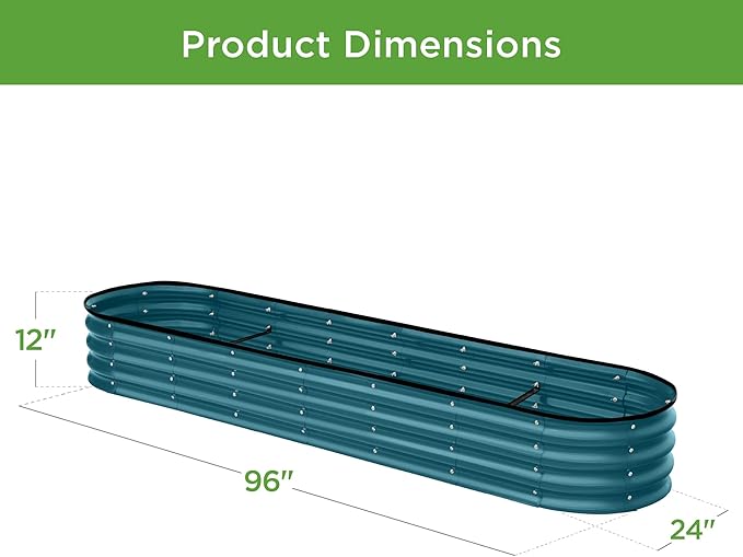 Best Choice Products 8x2x1ft Outdoor Metal Raised Garden Bed, Oval Deep Root Planter Box for Vegetables, Flowers, Herbs, and Succulents w/ 108 Gallon Capacity - Peacock Blue