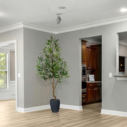 8ft Artificial Olive Tree, 96” Tall Fake Plant with Basket, Indoor Outdoor Faux Large Olive Silk Tree for Home Office Living Room Decor (2400 Leaves)