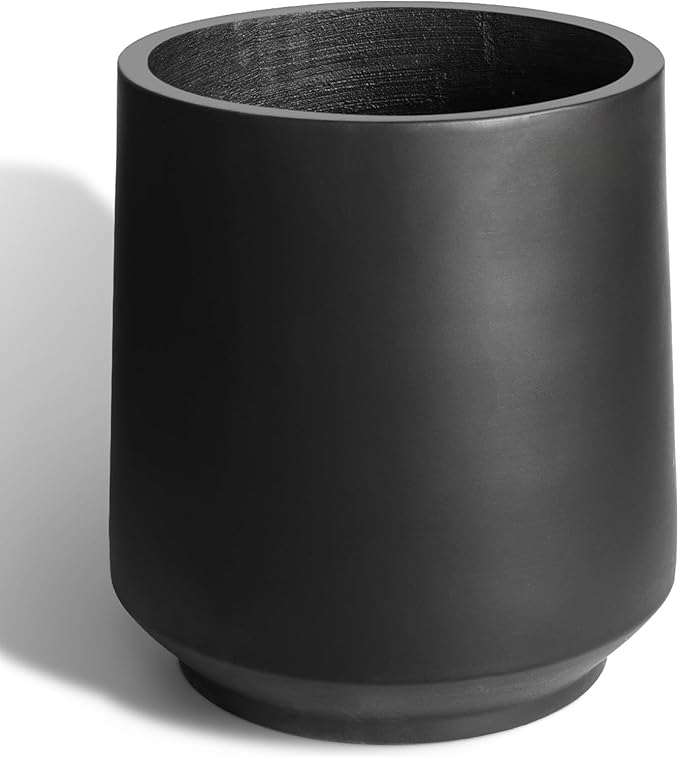 Concrete Planter Outdoor Indoor, Large Cement Plant Pots for Trees Flowers (Black, 17 inch)