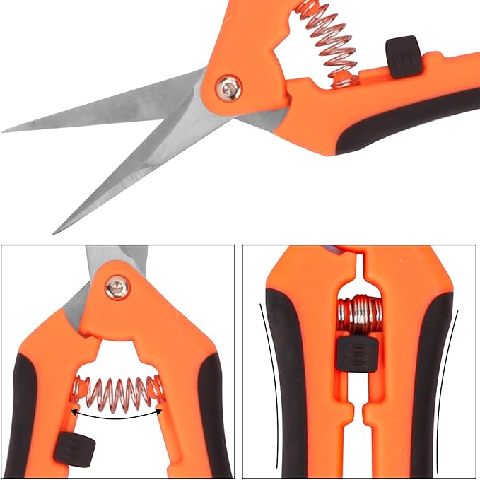 15 Pack 6.5 Inch Orange Garden Pruning Scissors, Stainless Steel Blades Hand Pruner, Sharp Point Gardening Shears Cutter, A Must-have Gardening Pruning Shear, Supplies & Accessories