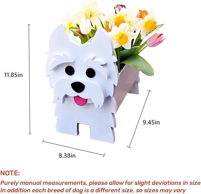 West Highland White Dog Planter Plant Pots,Cute Dog Flower Planter,Gifts for Pet Lovers,Unique Animal Plant Pots,Office,Indoor Outdoor Garden Decor(9.45 * 8.38 * 11.85in)