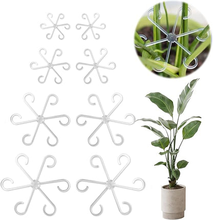 8 Pack Clear Indoor Plant Support Stakes, Reusable Plastic Plant Stem Holders & Trellis for Monstera Pothos Vines Vertical Growth Air Circulation Stable Stem Support