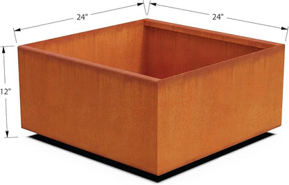 PLANTERCRAFT Corten Steel Planter Square Cube Metal Garden Box Heavy Duty | Made in USA | Fully Assembled | Commercial Residental Outdoor