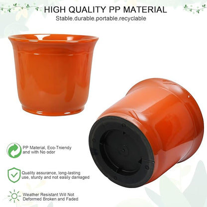 Large Plastic Pots for Plants, 2 Pack 18 Inch Planters for Outdoor Plants, Durable and Lightweight Flower Pots, Big Outdoor Planters Weather Resistant & UV Resistant, Orange