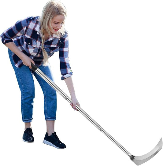 Sickle Weeding Garden Tool, Hand Weed Scythe for Grass Cutting, Billhook for Vines Bushes Cutter for Yard, Fields, Lawn and Ditches, Scythes Knife Tool for Farming Harvesting -Long Handle