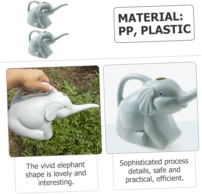 2pcs Elephant Shaped Watering Can Long Spout Lightweight Plastic Plant Watering Kettle for Indoor Outdoor Garden Succulents with Ergonomic Handle