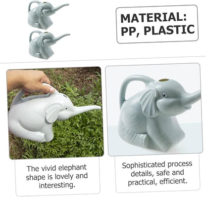2pcs Elephant Shaped Watering Can Long Spout Lightweight Plastic Plant Watering Kettle for Indoor Outdoor Garden Succulents with Ergonomic Handle