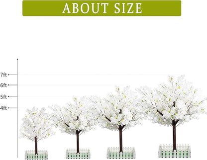 Artificial Cherry Trees Indoor Decor: Handmade Natural Fake Cherry Blossom White Tree Outdoor for Party Wedding Christmas