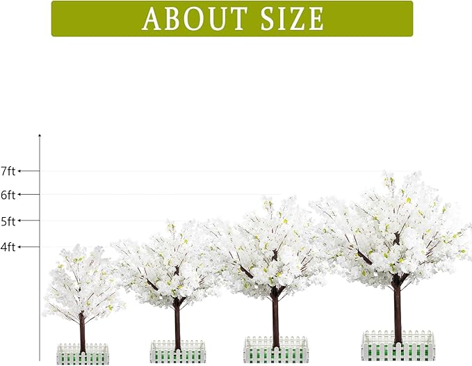 Artificial Cherry Trees Indoor Decor: Handmade Natural Fake Cherry Blossom White Tree Outdoor for Party Wedding Christmas