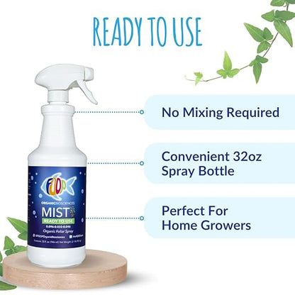 FOOP Mist - Organic Foliar Spray Made from Fish Manure (with Fresh Minty Scent) | Corrects & Prevents Plant Nutrient Deficiencies | Ready to Use, No Mixing Required (32oz)