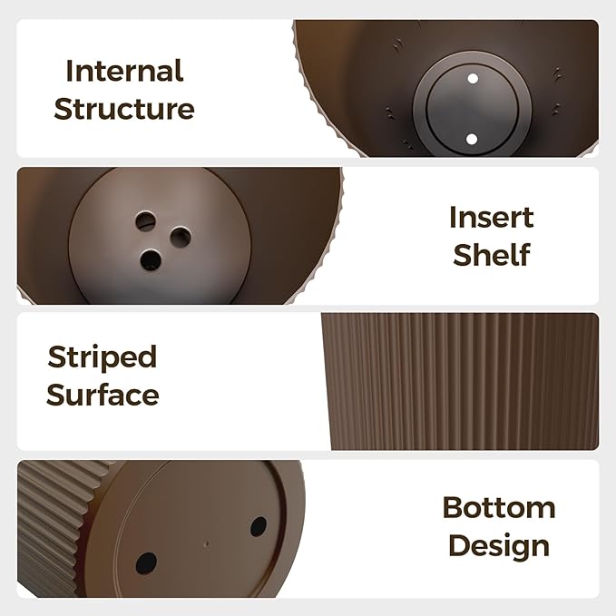 Tall Outdoor Planter Front Porch Decor Set of 2-23.6" H Tall Planters for Outdoor Plants with Drainage Hole, Round Conical Design Flower Pots for Indoor/Patio/Garden, Brown