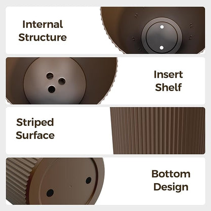Tall Outdoor Planter Front Porch Decor Set of 2-23.6" H Tall Planters for Outdoor Plants with Drainage Hole, Round Conical Design Flower Pots for Indoor/Patio/Garden, Brown