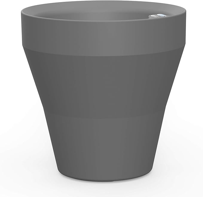 Crescent Garden Rim TruDrop Planter, Self-Watering Plant Pot, 30-Inch (Slate)