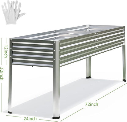 6x2x1ft Large Raised Garden Bed with Legs Galvanized Outdoor Elevated Planter Box Stand Up Metal Flower Beds for Patio