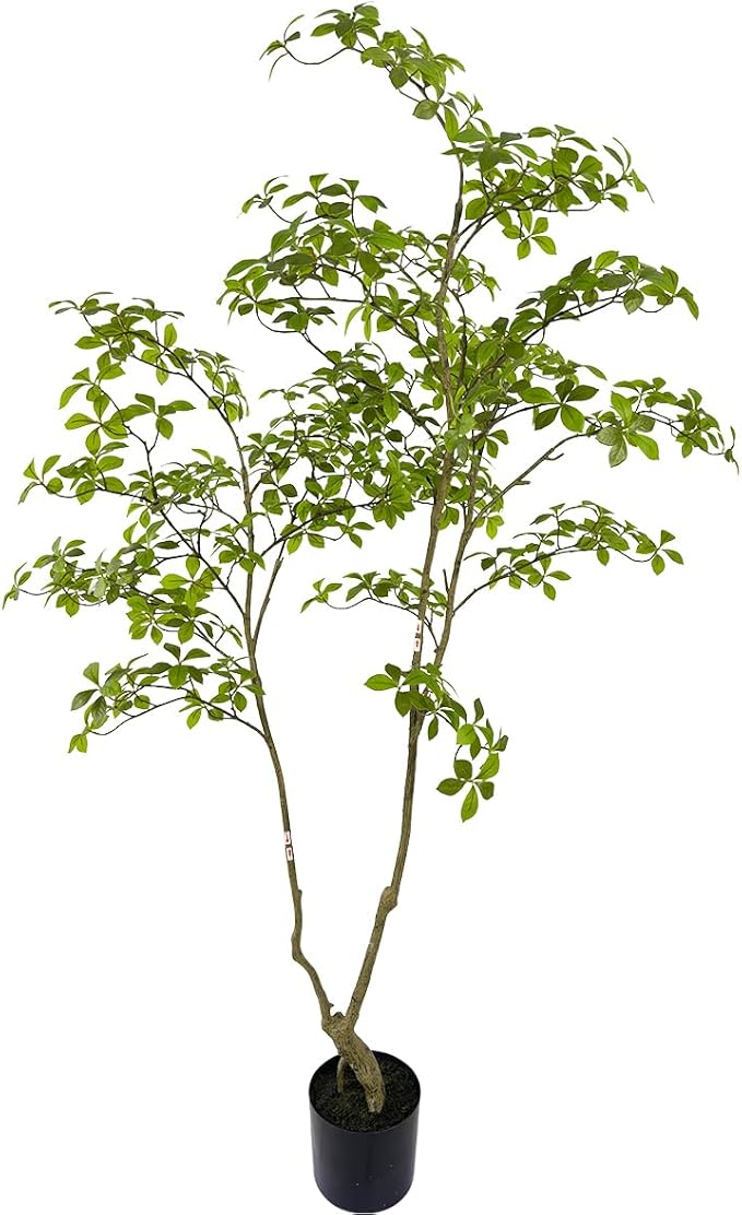 Artificial Gardenia Tree,6ft（1pack） Tall Fake Plants Artificial Mahonia fortunei Plants for Indoor, Fake Trees for Office Home Living Room Floor Patio Greening Porch Decor
