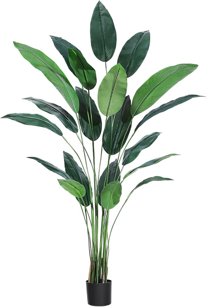 Artificial Bird of Paradise Plant 7 ft(84 in) Fake Palm Tree for Indoor Outdoor Modern Decor Faux Plants for Home Office Perfect Housewarming Gift with 20 Trunks Faux Leaves 1 Pack