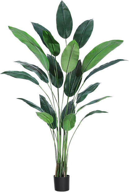 Artificial Bird of Paradise Plant 7 ft(84 in) Fake Palm Tree for Indoor Outdoor Modern Decor Faux Plants for Home Office Perfect Housewarming Gift with 20 Trunks Faux Leaves 1 Pack