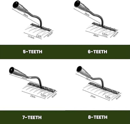 Iron Rake 2.0, Upgraded Iron Weeding Rakes 2.0, Iron Rake for Gardening and Weeding, Multifunctional Heavy-Duty Iron Rakes Gardening Hand Weeder Tools, Durable ＆ Lightweight (7 Teeth)
