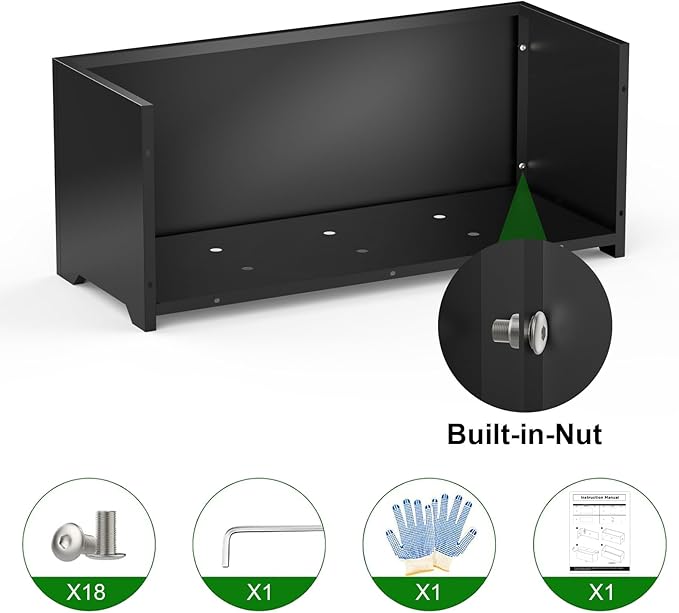 Metal Planter Box 36" L x 15" W x 15" H, Rectangular Trough Planter Box with 6 Drainage Holes & Raised Bottom, All-Weather Garden Planter Box for Outdoor Patio/Porch, Lawn, Black