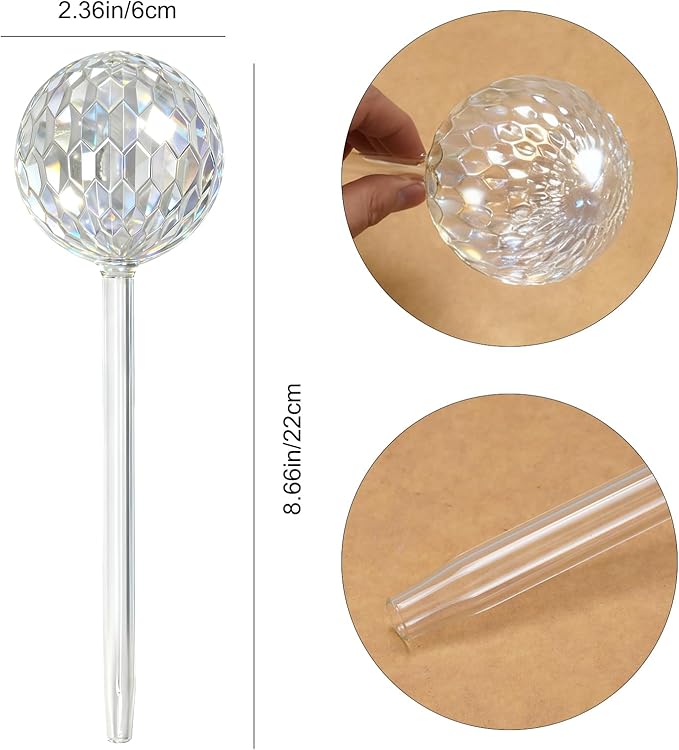 3 PCS Glass Laser Plant Watering Globes, Glass Rainbow Plant Watering Globes, Self Watering Planter Insert, Automatic Plant Waterer, Ideal for Outdoor Indoor Plants Keeps Plants Healthy