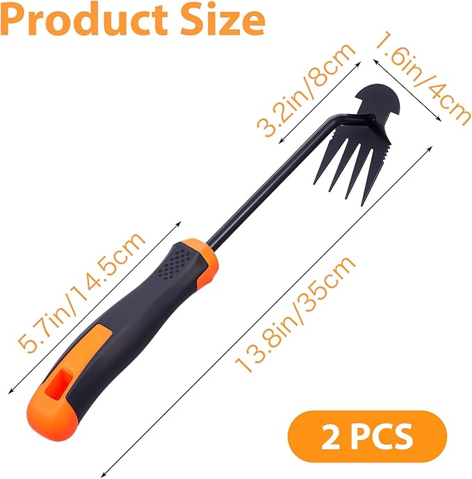 2 Pcs Weeder Puller Tool, Hand Weeder Puller Dual-Action 4-Claw Weeder with Ergonomic Grip Garden Tool for Efficient Root Removal Precision Weeder Extraction Ideal for Garden Enthusiasts