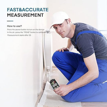 DURFICST 3-inch Color HD Large Screen Moisture Meter with Cloth Bag, 20-40mm Depth Analysis, for Wood, Wall, Plaster, Masonry