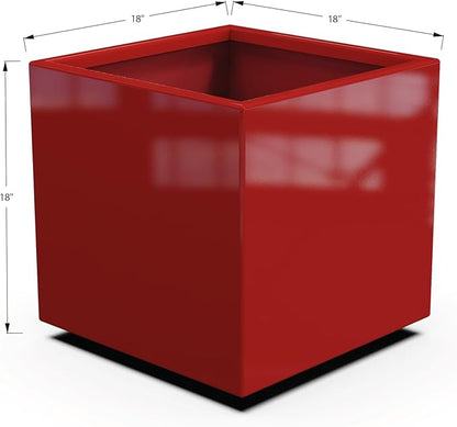 Plantercraft Powder-Coated Aluminum Planter Box - Square Cube - Metal All Weather | Indoor Outdoor | Made in USA | Fully Assembled