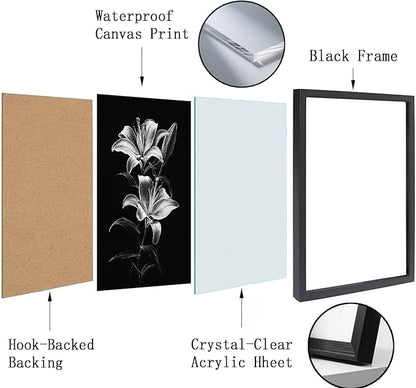 Flowers Bathroom Wall Art Prints Canvas Art Wall Decor Framed Vintage Wall Art Decor Black and White Wall Art Decorations Botanical Hallway Wall Art Pictures for Bathroom Artwork For Walls 8x10 Inchs