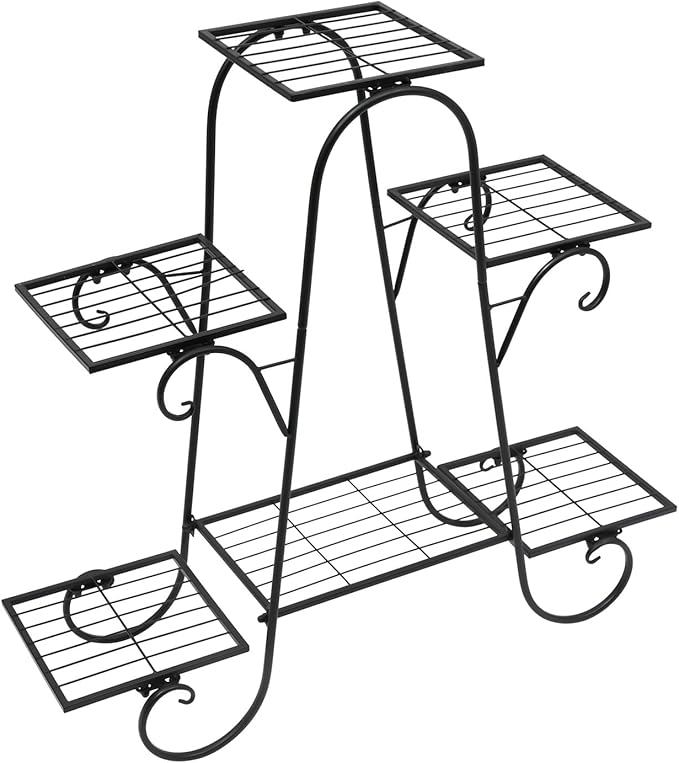 6 Tier Plant Stand Indoor, Corner Tiered Plant Stands, Metal Tall Plant Display Holder Shelf Flower Rack Outdoor Garden Plant Display Rack, Flower Pot Stand for Corner Living Room Balcony Garden Patio