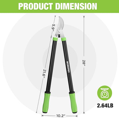 WORKPRO Bypass Lopper, 28" Branch Cutter with 65MN Spring Steel Blade, Heavy Duty Tree Trimmer with 1-3/16inch Cutting Capacity, Perfect for Cutting Shrubs and Branches