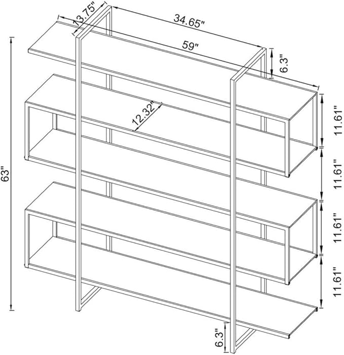 CARTESIAN Stellar Modern Glass Bookshelf, 5-Tier Open Display Case, 59" Wide x 63" High, Chrome Frame with Clear Tempered Glass Shelves