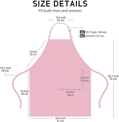 4 Packs Chef Apron with 2 Pockets, Waterproof Adjustable Apron for Men Women Perfect for Kitchen Cooking Baking Gardening Restaurant BBQ Coffee House, Professional Apron (Pink)
