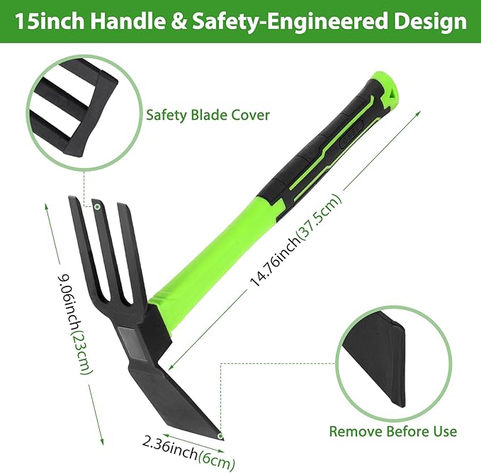 15 inch Garden Hoe and Cultivator Hand Rake Durable and Comfortable Handle Garden Tool