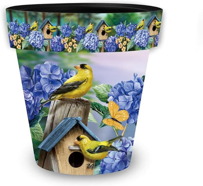 Briarwood Lane Goldfinches and Hydrangea Small Planter