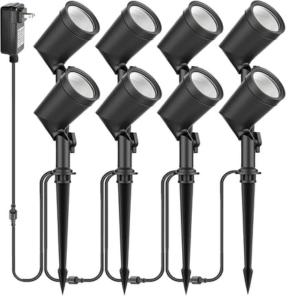 ZYAN Die-Cast Aluminum Landscape Spotlights, 6W 600LM 2700K Warm White, Low Voltage IP65 Waterproof Outdoor Landscape Lighting for Garden Yard Path, 8 Pack