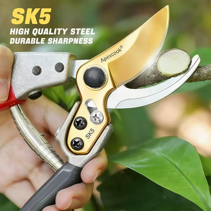 Professional gardening shears, made of SK5 stainless steel material, sturdy and durable, Dual color anti slip handle is easier to use ，and suitable for various tasks such as gardening pruning
