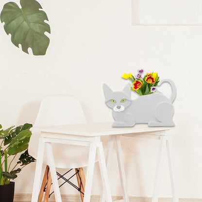 White Cat Planter Plant Pots,Cute Cat Flower Planter,Gifts for Pet Lovers,Unique Animal Plant Pots,Office,Indoor Outdoor Garden Decor12.5 * 5.6 * 7.8in