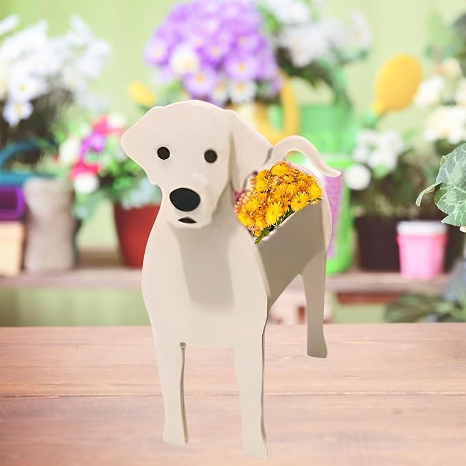 White Labrador Dog Planter Plant Pots,Cute Dog Flower Planter,Gifts for Pet Lovers,Unique Animal Plant Pots,Office,Indoor Outdoor Garden Decor(9.45 * 6.38 * 13.39in)