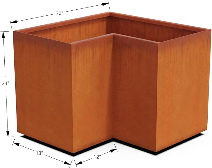 Plantercraft Large Rectangular Planters for Outdoor Plants - 30x18x24 Inch Corten Steel Planter | Extra Large Outdoor Planter Box for Patios & Gardens | Heavy Duty Metal Planter Rectangle