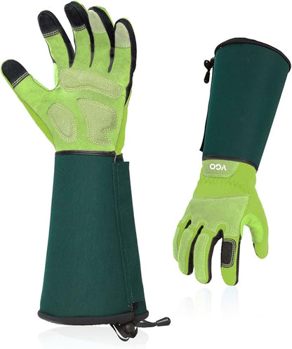 Vgo... Gardening Gloves Ladies,Safety Work Gloves,Long Sleeves Gauntlet,Puncture Proof,Touchscreen(Size S,Light green,SL7477)