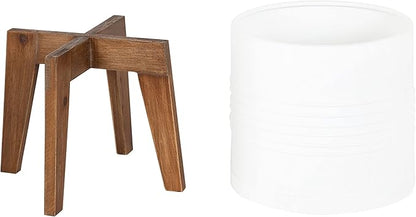Kate and Laurel Gavri Rustic Farmhouse Metal and Wood Tabletop Planter Set; 2 Piece; White; Decorative Metal Planter Centerpiece for Table