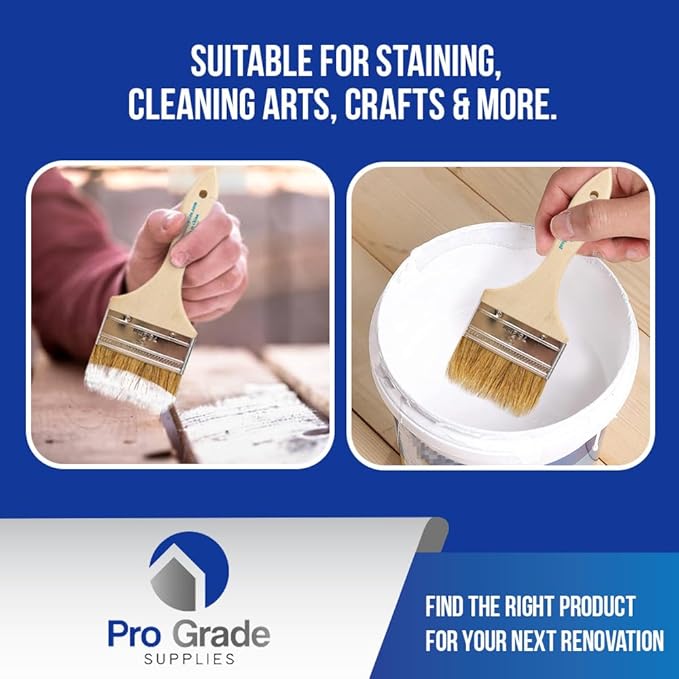 Pro Grade - Chip Paint Brushes - 24 Ea 3 Inch Chip Paint Brush Light Brown
